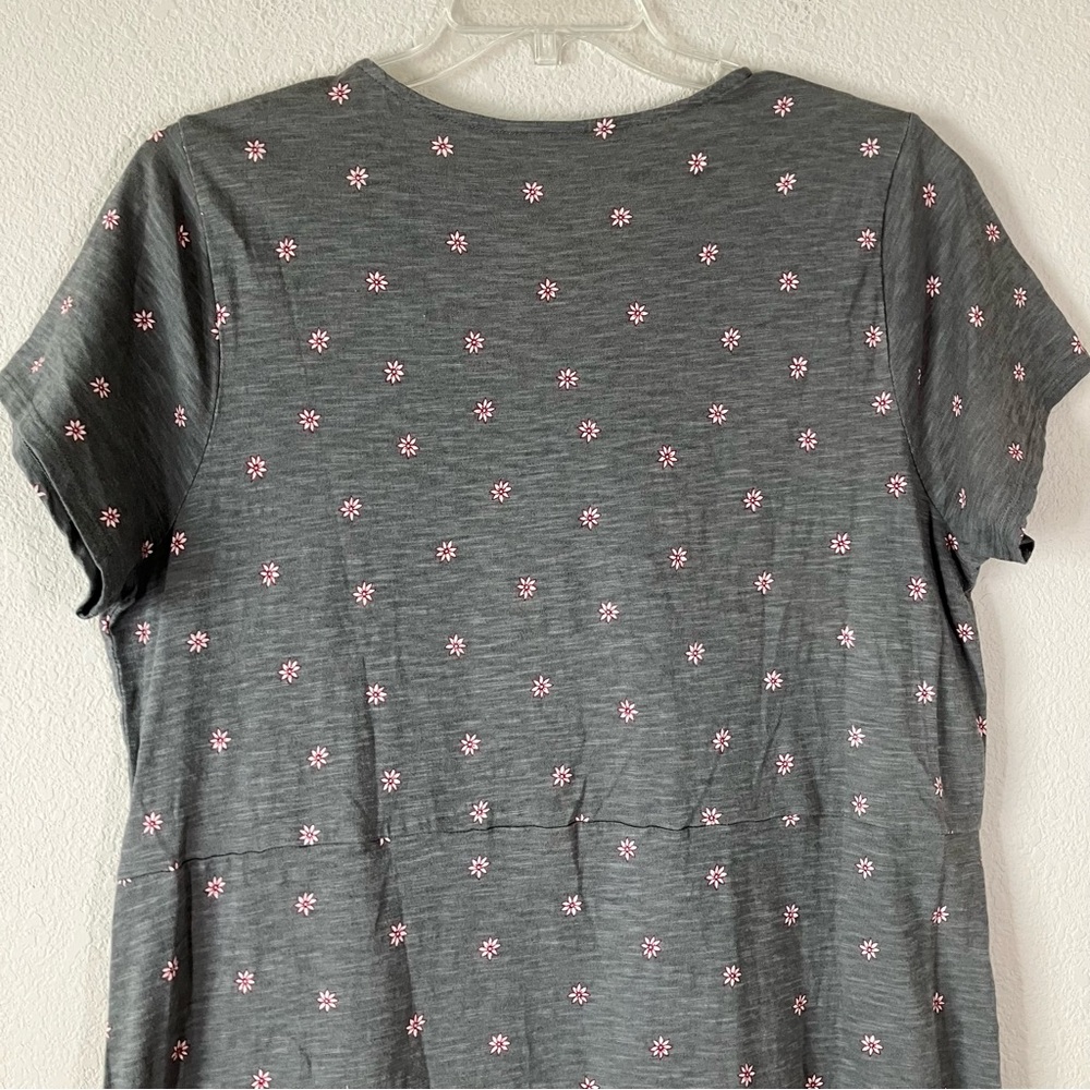 J JILL Cotton Shift Dress XL Daisy Floral Pockets Casual Travel Resort Vacation - Picture 9 of 10